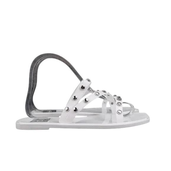 Dolce Vita Shoes Womens 6 Sandals Jelly Slides Casual Stud Flats White Shelly - Picture 12 of 12